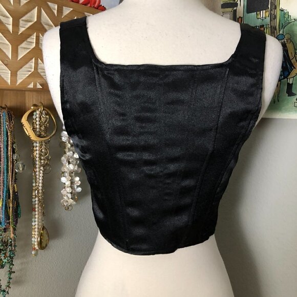 Future Collective Kahlana Barfield Black Zip Satin Bustier - NWT's Whimsigoth - Picture 4 of 11